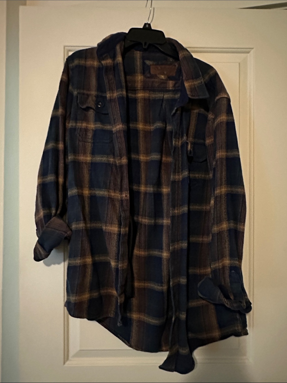 Orvis Navy and Brown Plaid Shirt Jacket